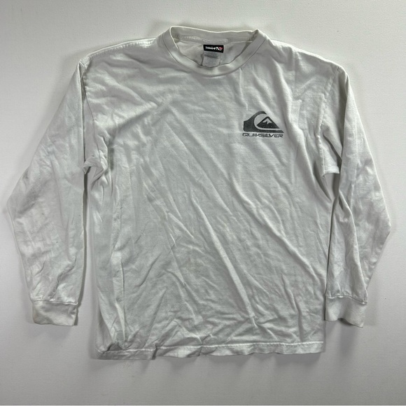 Vintage 90s Quicksilver Shirt Medium Long Sleeve Surf USA White Faded Beach - Picture 1 of 7